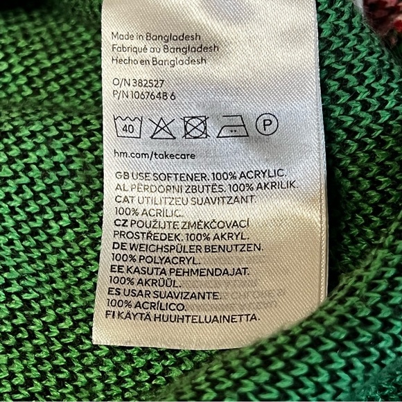 H&M Peanuts Snoopy Green Jacquard Knit Cropped Sweater “Vacay Mode" - Picture 9 of 10